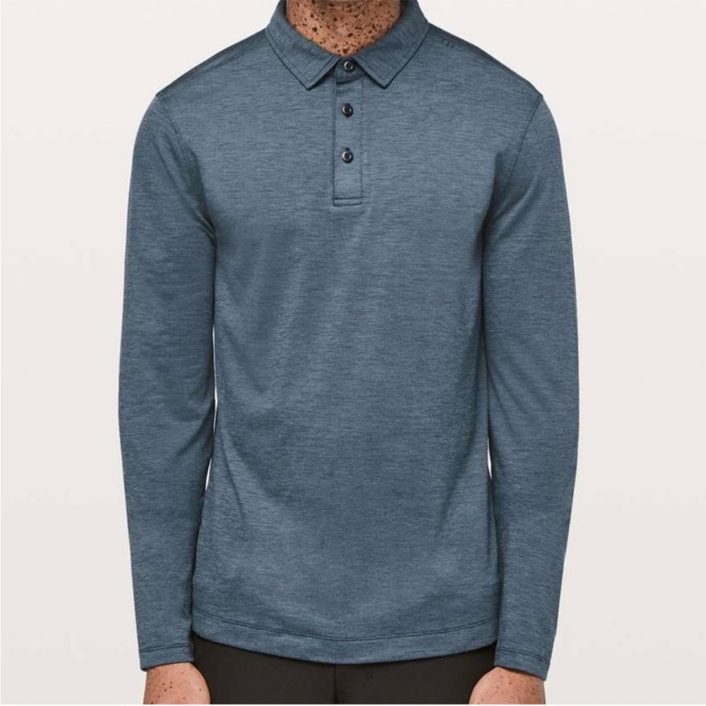Lululemon Men’s Evolution Long Sleeve Polo Shirt, Size Large/XL, Blue, no flaws